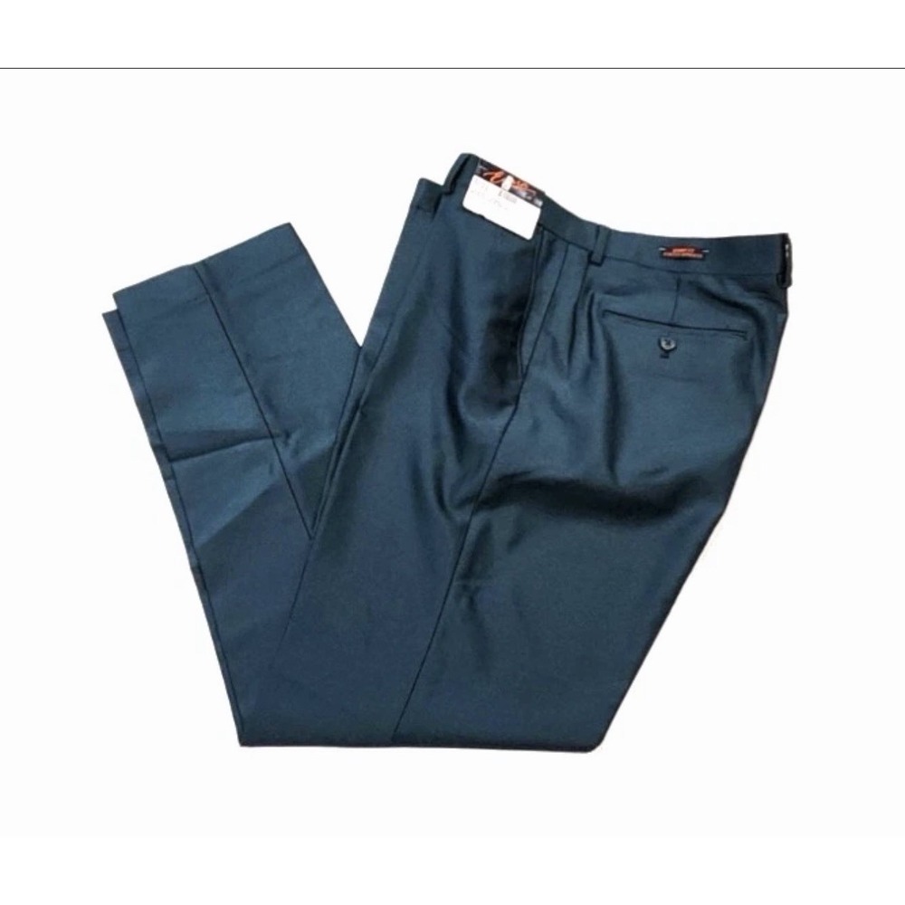 Brand New Egara Men's Sz 34X30 Shiny Turquoise Skinny Fit Stretch Trousers Pants